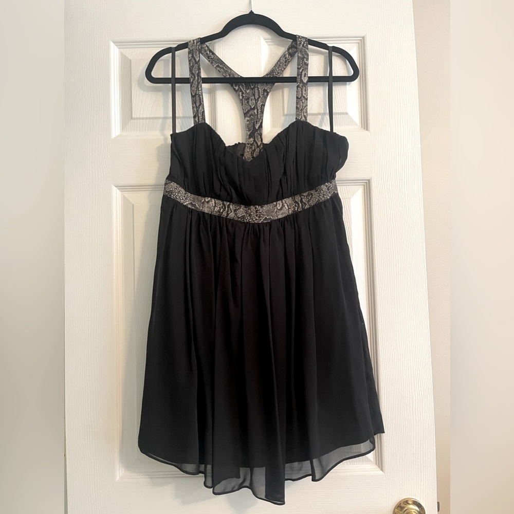 Walter by Walter Babydoll Dress Black With Snake Straps and Waist size large